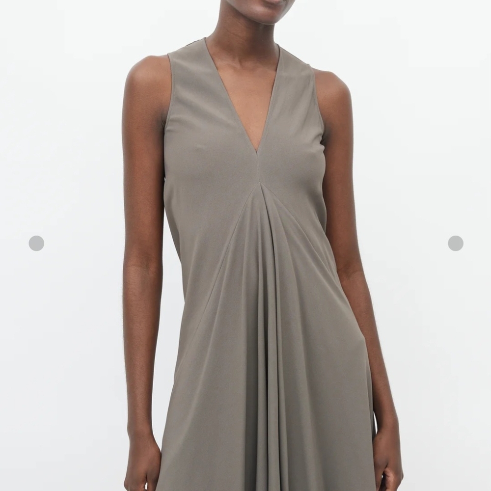 Rick Owens Chic Taupe Sleeveless Draped Dress Flowy Size M/6 - Picture 3 of 11